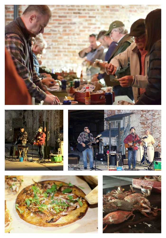 band and food collage