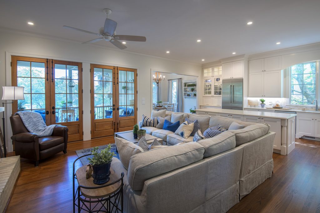 Living room open into kitchen